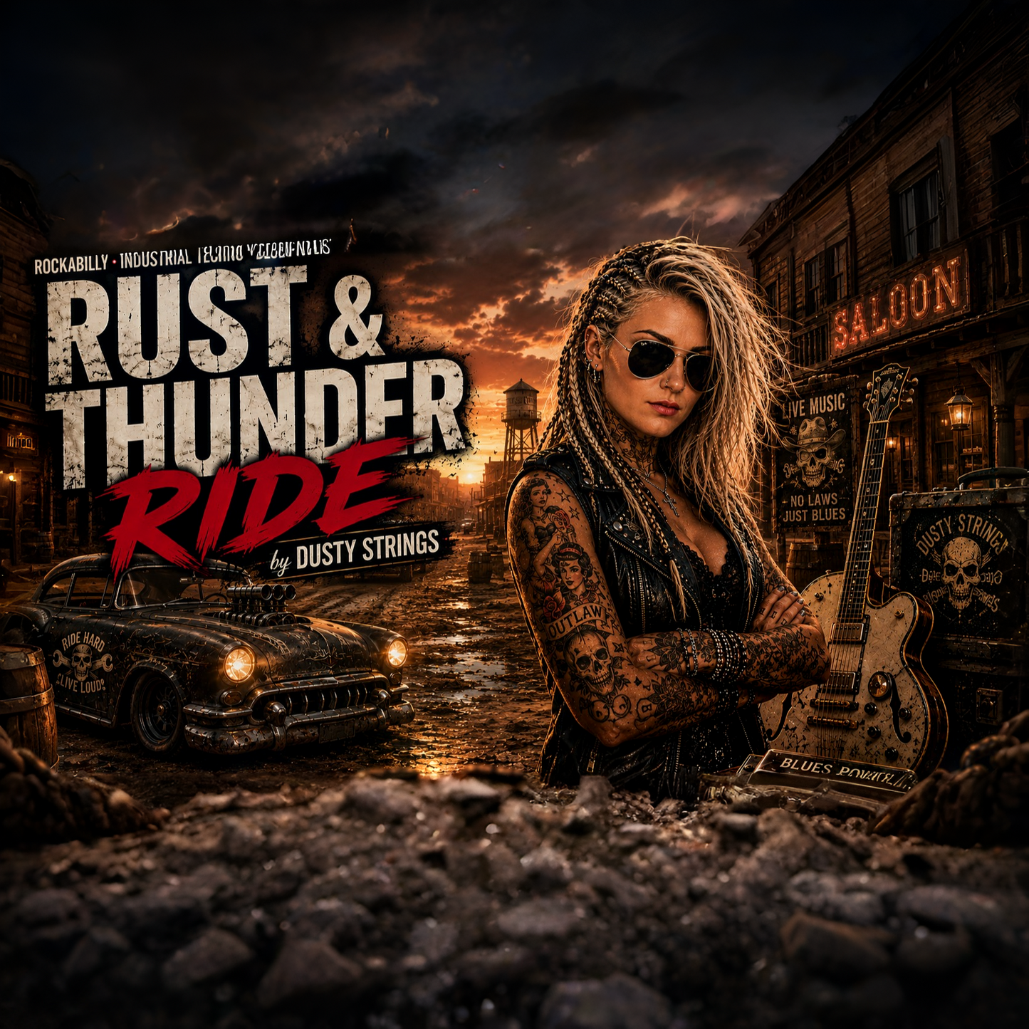 Rust & Thunder Ride — Dusty Strings | Rockabilly Industrial Techno x Blues Rock Southern Rock