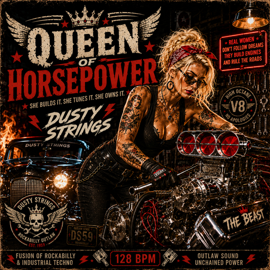 Queen Of Horsepower — Dusty Strings | Rockabilly Industrial Techno | 128 BPM