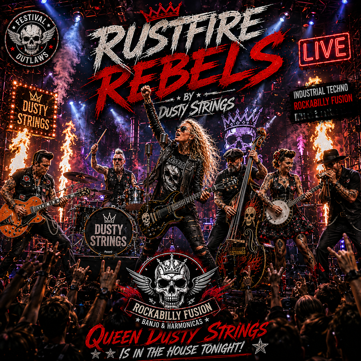 Rustfire Rebels (LIVE) — Dusty Strings | Industrial Techno Rockabilly Fusion