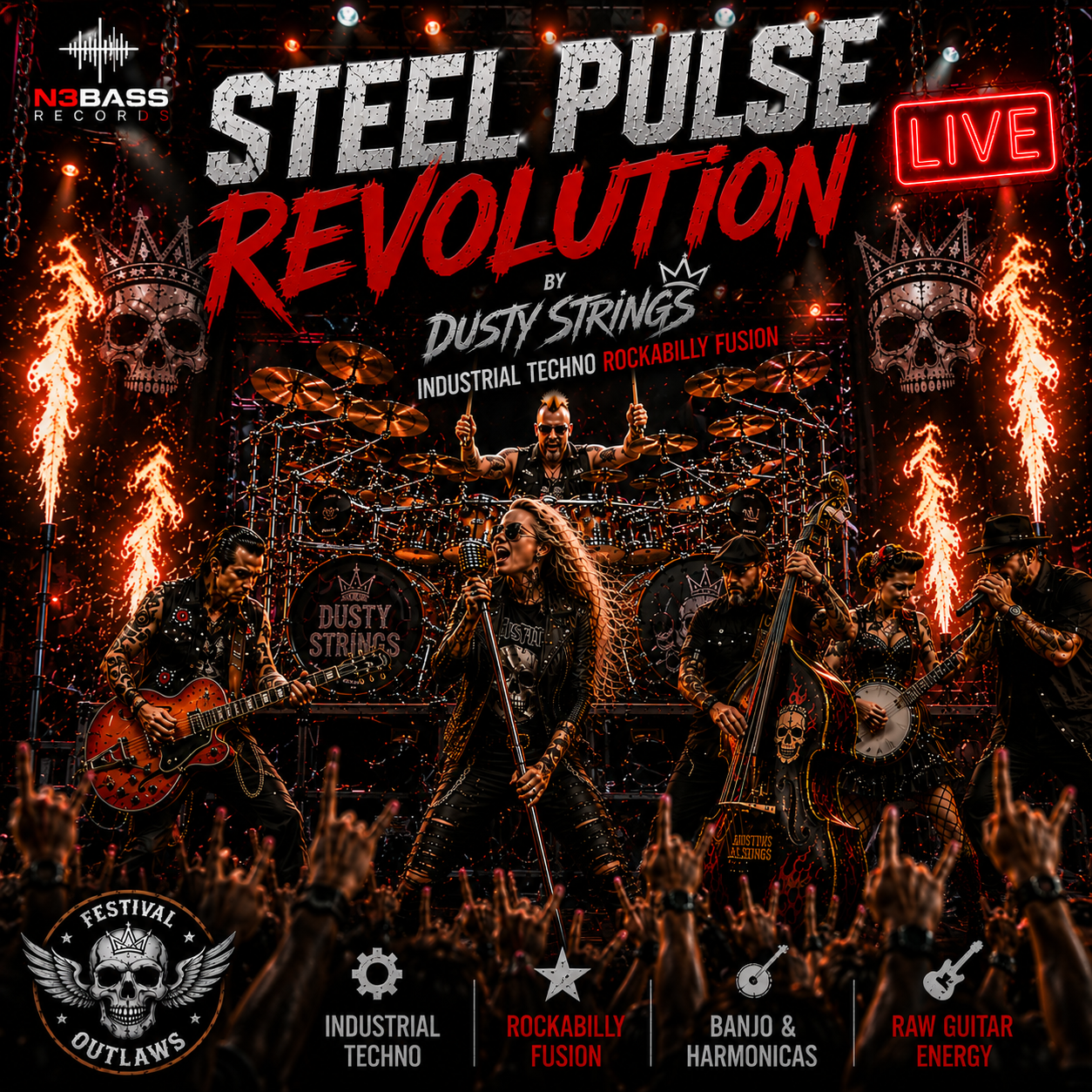 Steel Pulse Revolution (LIVE) — Dusty Strings | Industrial Techno Rockabilly Fusion